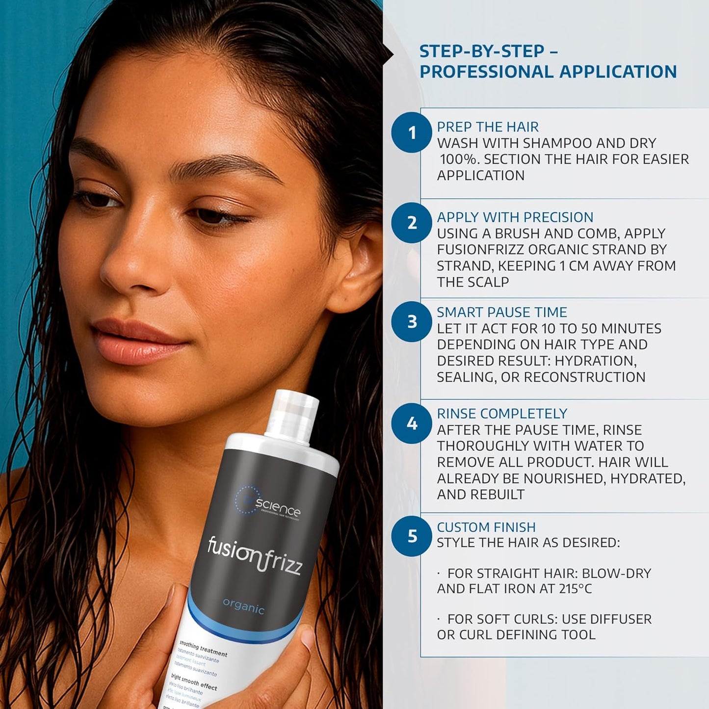 Fusionfrizz Organic Keratina Para Alisar el Pelo, Frizz Control Hair Care Products, Keratina Orgánica para Alisar el Pelo, Brazilian Keratin Treatment, Vegan Keratin Hair Treatment 16.9 FlOz